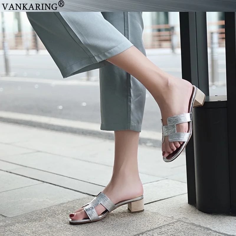 Vankering/Лидер продаж; Классический дизайн; летние женские сандалии-шлепанцы на высоком каблуке; повседневные женские модельные туфли с открытым носком для офиса; вечерние женские туфли