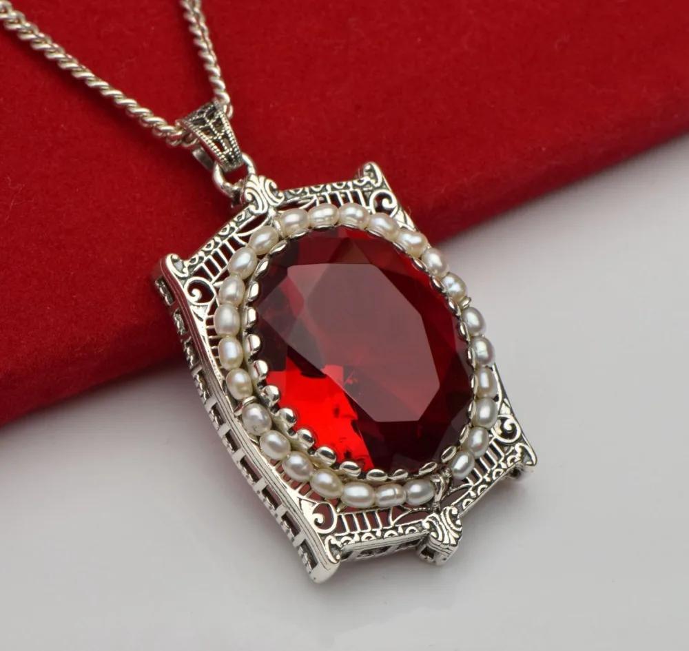 Free shipping to buy 2015 new product promotion classic antique ruby sterling silver jewelry natural pearl * women's pendant | Украшения