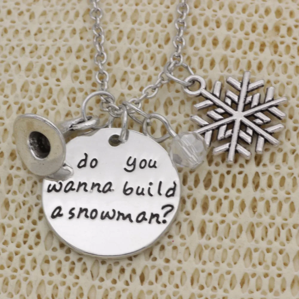 

Fashion Necklace magic hat snowflake Do you wanna build a snowman crystal Gifts Alloy Necklace Chains Jewerly For Women N2016