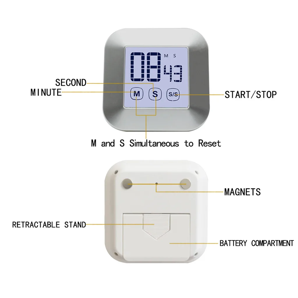 Цифровой кухонный таймер для приготовления пищи с ЖК дисплеем сенсорный экран
