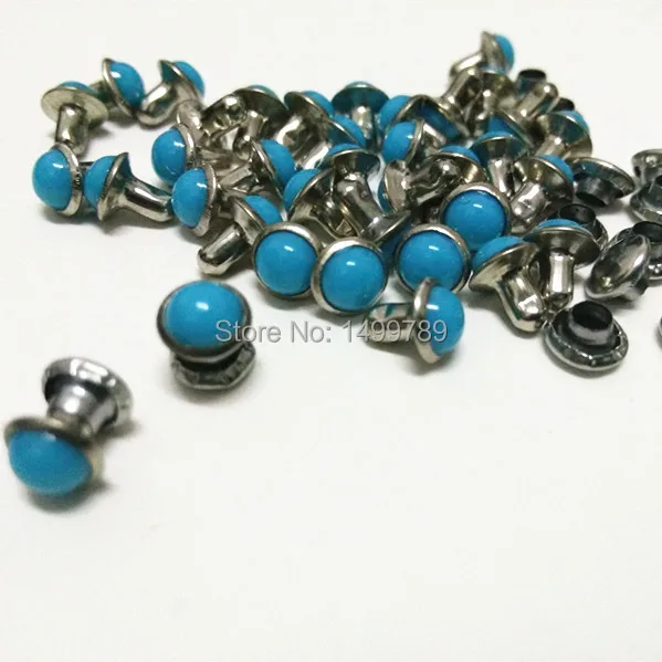 Аксессуары DIY100PCS 6 мм голубые бирюзовые заклепки с трещинами кожаные ремесленные