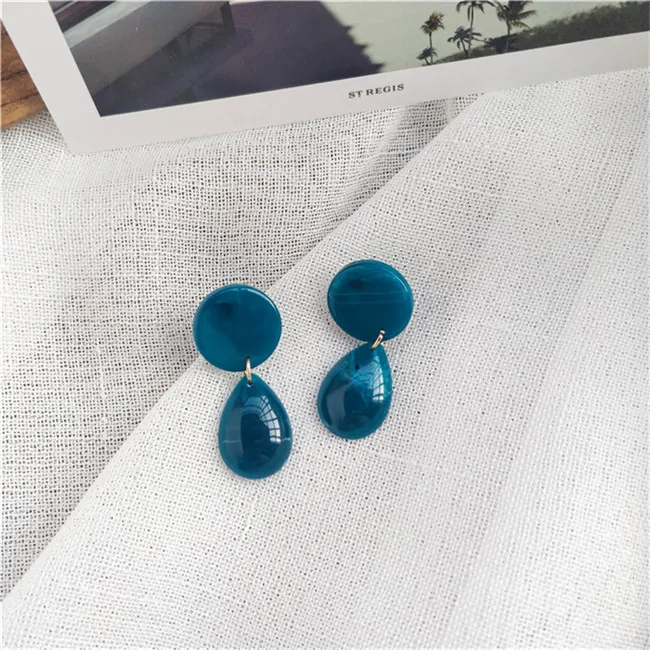 M Blue Модные квадратные треугольные прямоугольные круглые геометрические формы зеленый акрил розового цвета серьги-гвоздики для женщин Подарочный набор украшений для ушей - Окраска металла: M Blue