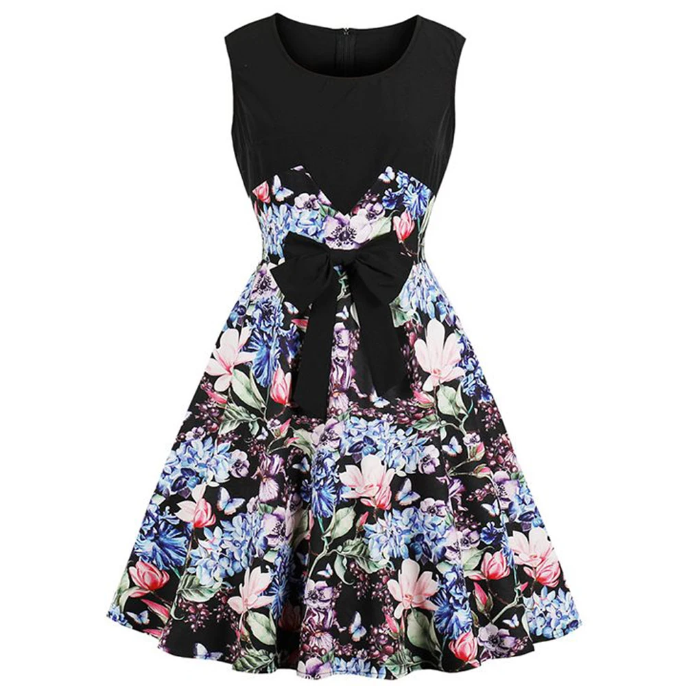 Женские Платья с цветочным принтом элегантные 2019 сексуальные трапециевидные