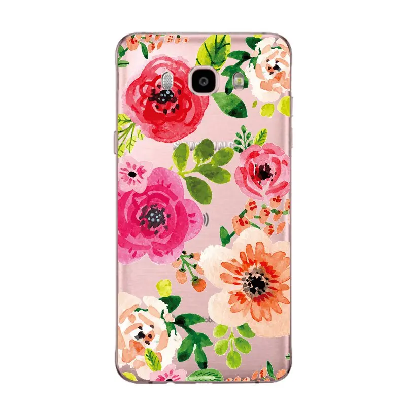 Cute Flora Soft Clear TPU Phone Case For Samsung J3 J5 J7 S6 S7 S8 note8 A3 A5 C7 J2prime Bear Coque Flower Cover Free Shipping | Мобильные