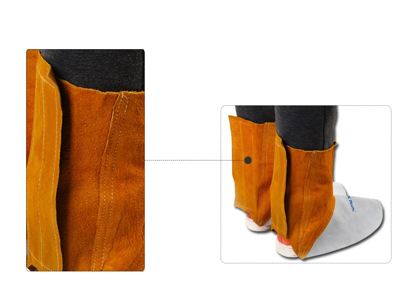 CK Tech. Welding Leather Shoes Cover Flame Resistant Anti-Heat Wear Resistant Workplace Welder's Foots Cowhide Protective Cover