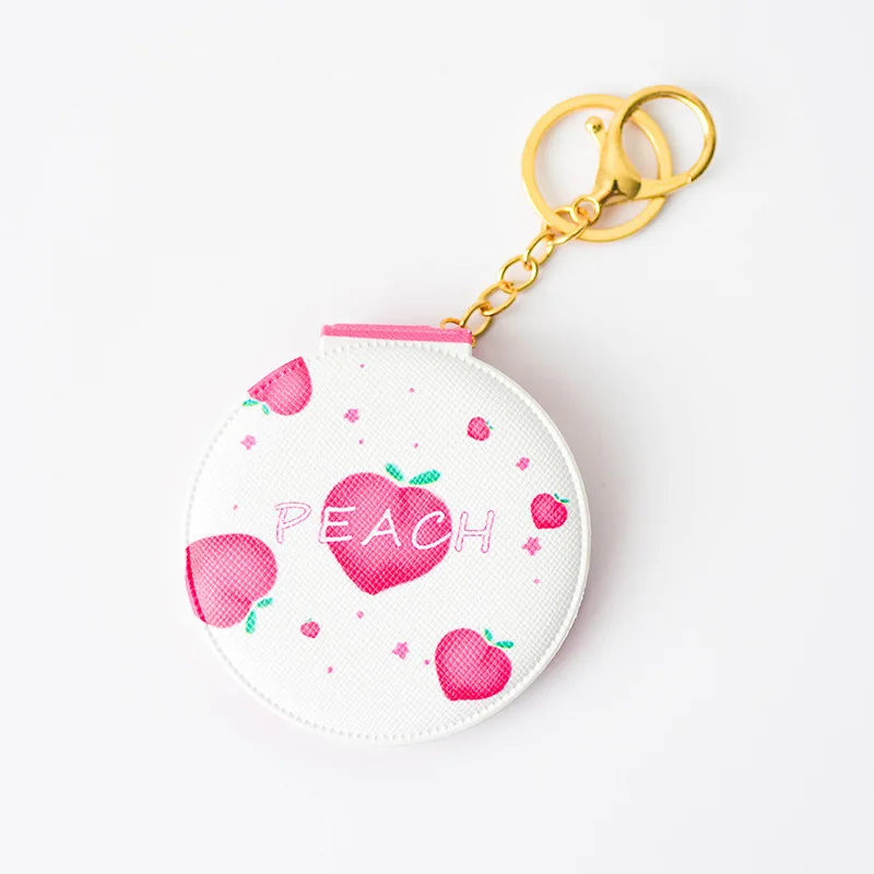 1 шт. модная Корейская версия милый мультфильм Fruite 8*8 PU зеркало круглое зеркало для макияжа с брелок набор стол - Цвет: 2