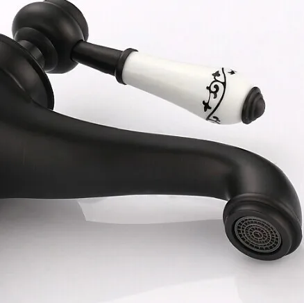 Черный медный античный смеситель для ванной комнаты модный винтажный