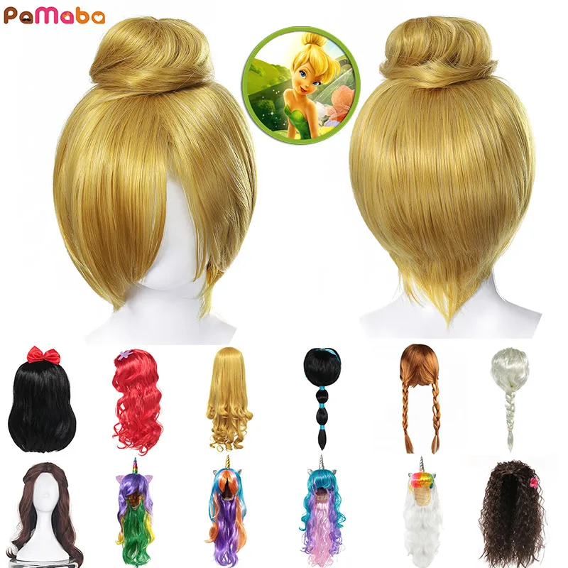 PaMaBa Fancy Pixie феи Динь-Динь светлые волосы для детей подростковый Взрослый Хэллоуин Принцесса Эльза Анна Единорог парик косплей аксессуар