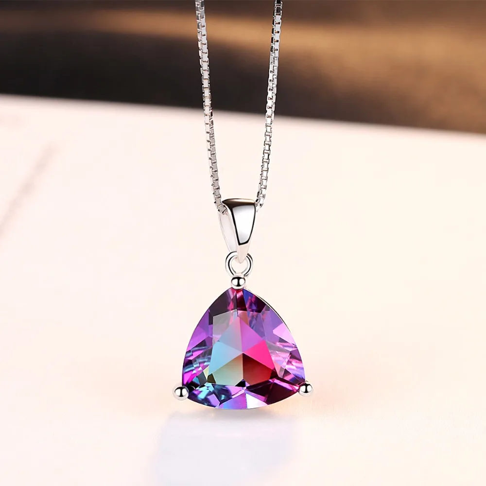 DR треугольник Овальный Радужный Огонь Мистик топаз кулон ожерелье из