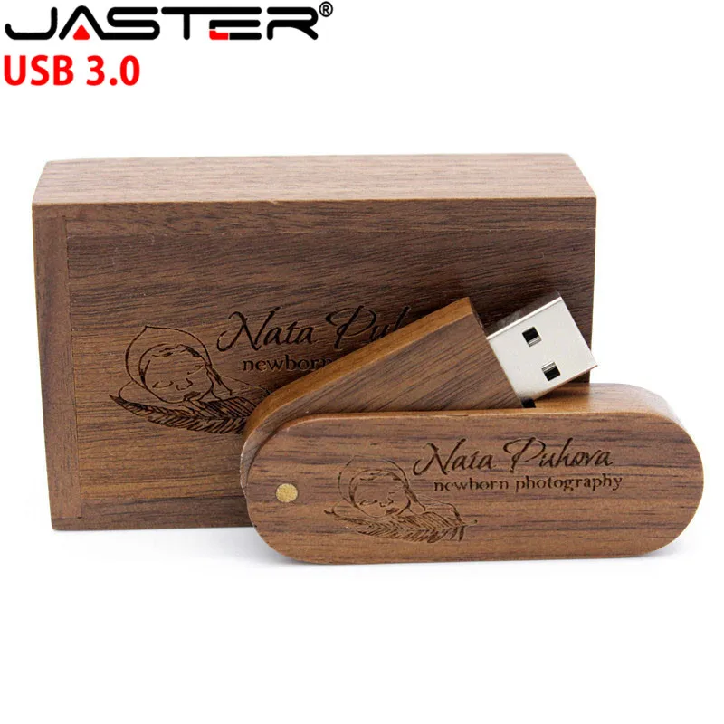JASTER USB 3 0 Логотип Настраиваемый вращающийся деревянный usb + коробка флеш