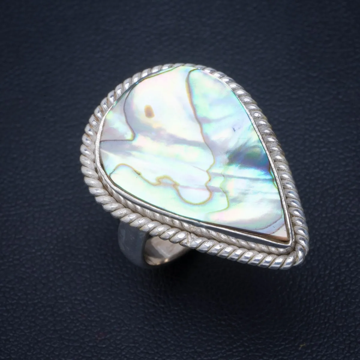 Настоящее кольцо из стерлингового серебра 925 пробы с раковиной Abalone 6 5 B1178|Кольца| |