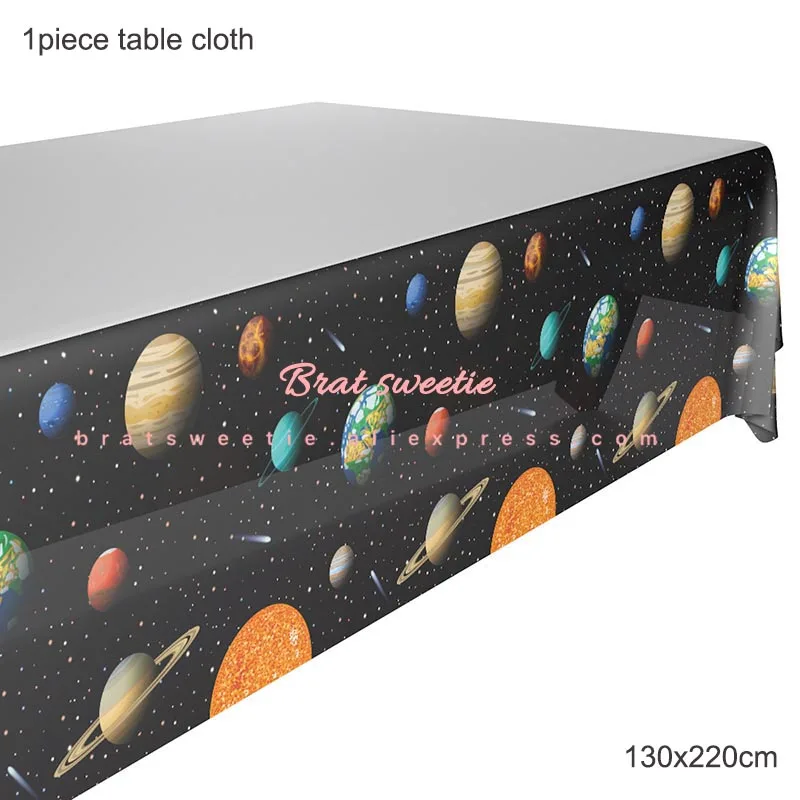 space table cloth Космические вечерние космонавты и ракеты корабль фольгированные шары галактика солнечная система тема вечерние для мальчиков детские украшения на день рождения - Цвет: space table cloth