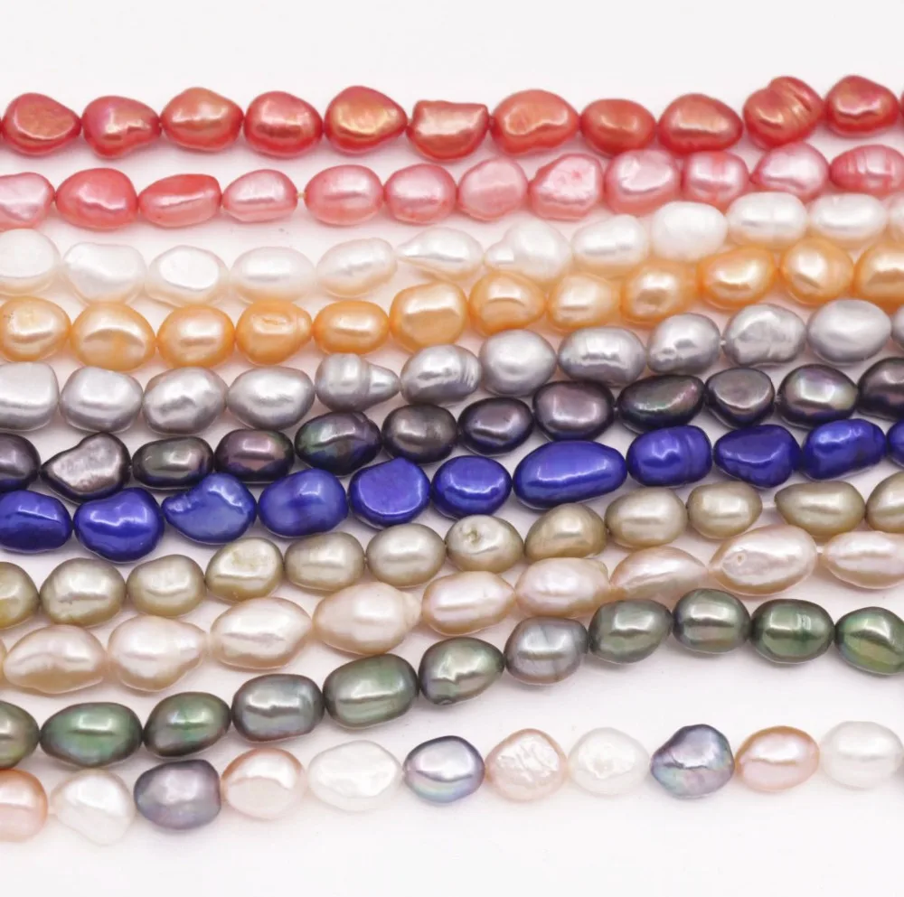 

8mm-9mm Freshwater Freeform Pearl Loose Beads Choose Color 14" Long Strand