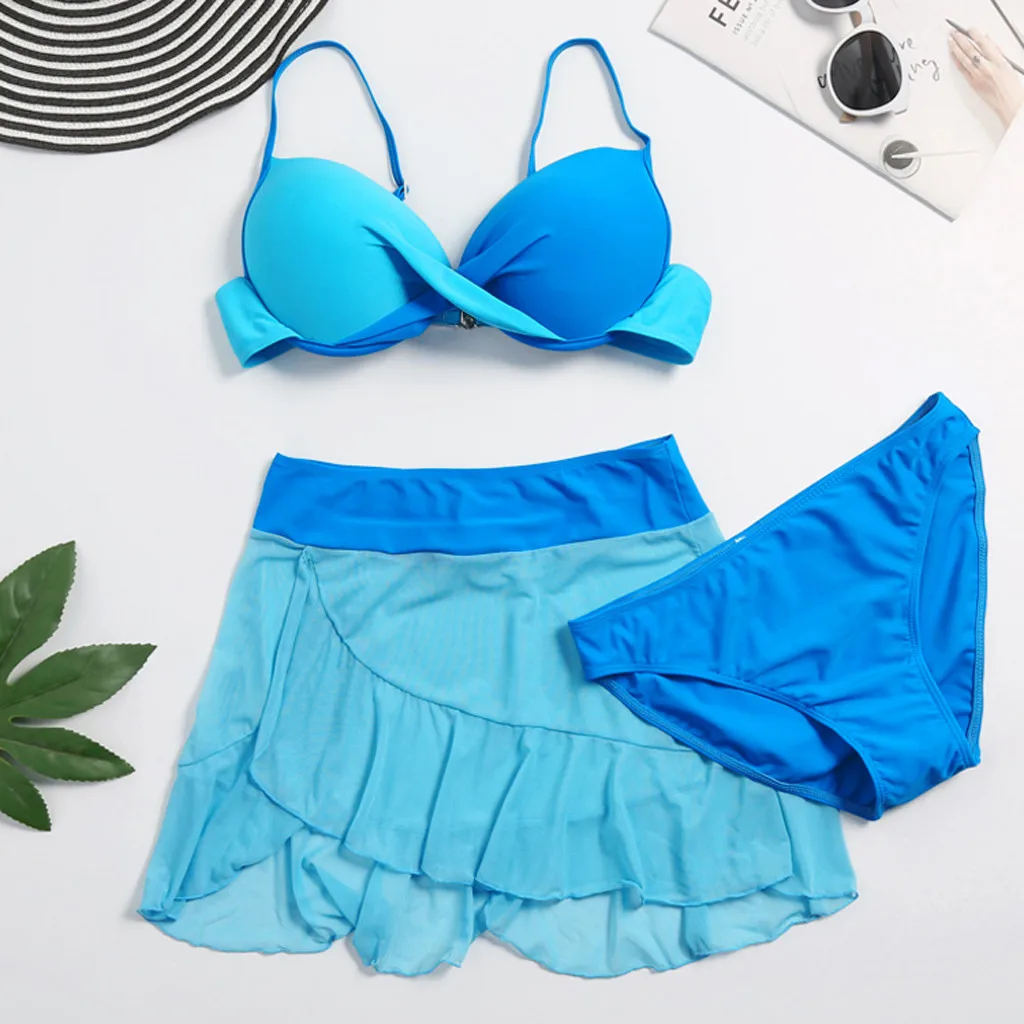 Женское летнее сексуальное бикини монокини Раздельный купальник Небесно синего