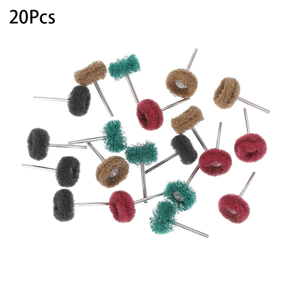 20Pcs 4/12/20/40 шт. щеточный мини-полировальный диск абразивный круг из нейлона для шлифования оптоволоконных кабелей Шлифовальная головка Полировочный диск " 25 мм набор - Цвет: 20Pcs