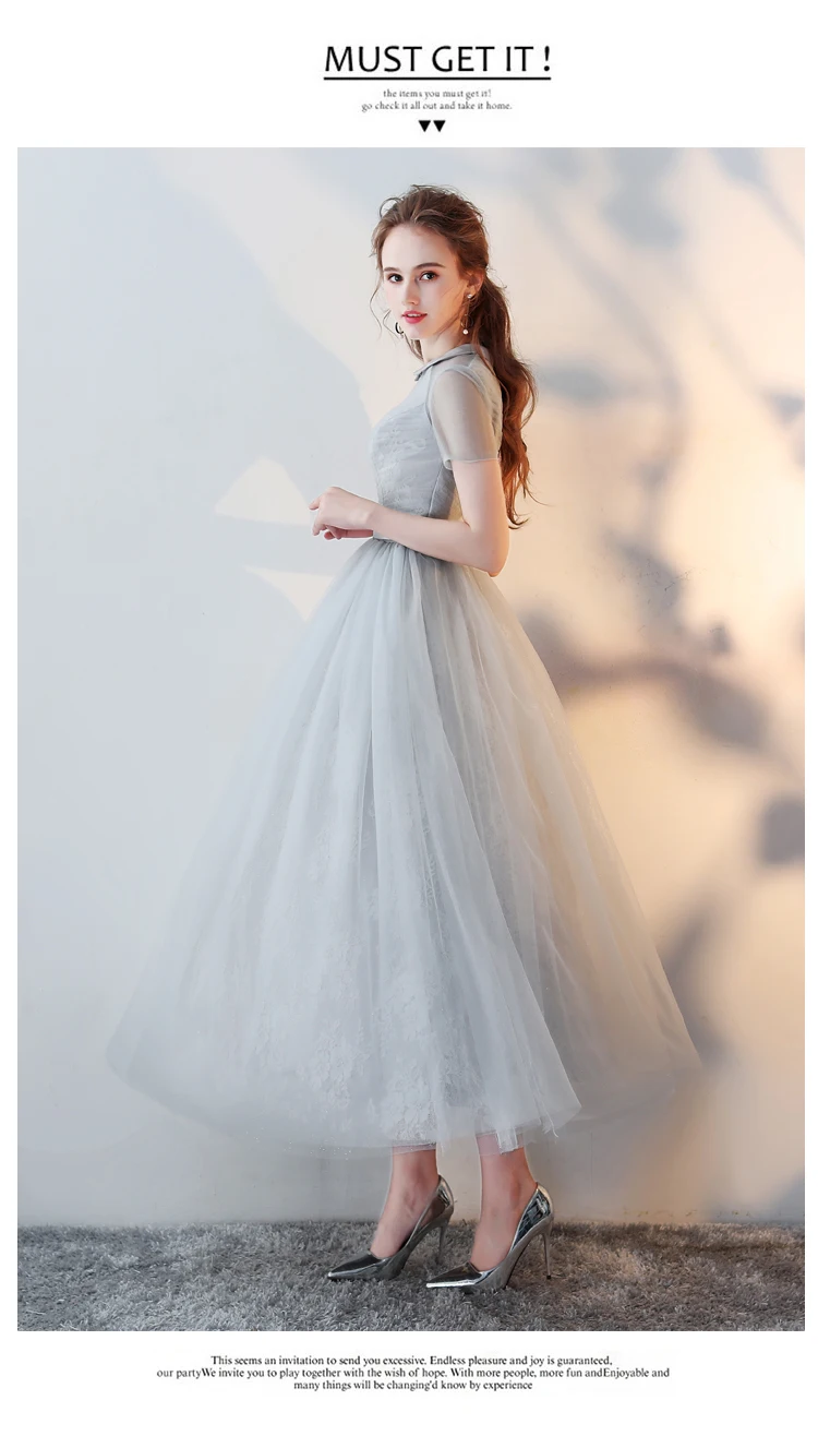 Robe de soiree Новое поступление элегантное тонкое ТРАПЕЦИЕВИДНОЕ кружевное вечернее платье vestido de festa банкетное платье с круглым вырезом платья для выпускного вечера платья для вечеринок