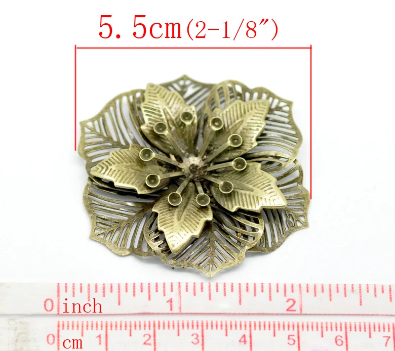DoreenBeads 10 с бронзовой филигранью под старину Цветочная фурнитура для украшений 5 5x4