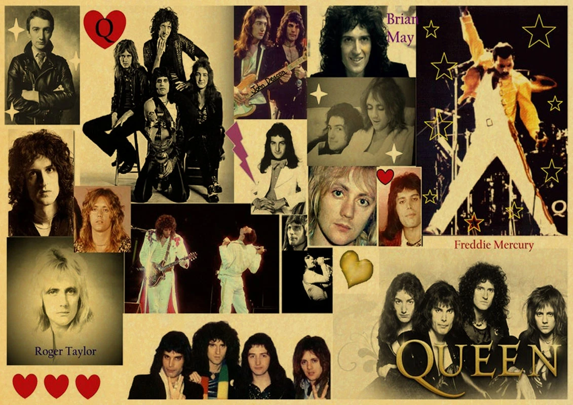 С группой Queen музыкальный плакат Винтаж ретро постер с художественной печатью картина дома Декор для дома крафт-бумага наклейки на стену