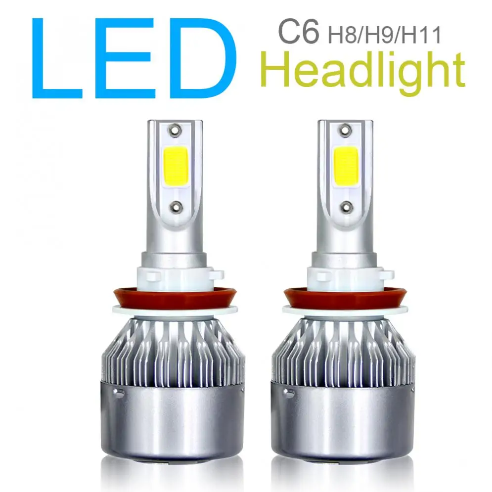 1 пара H8 / H9 H11 C6 10800LM 6000K 120W COB светодиодный светильник для головы автомобиля