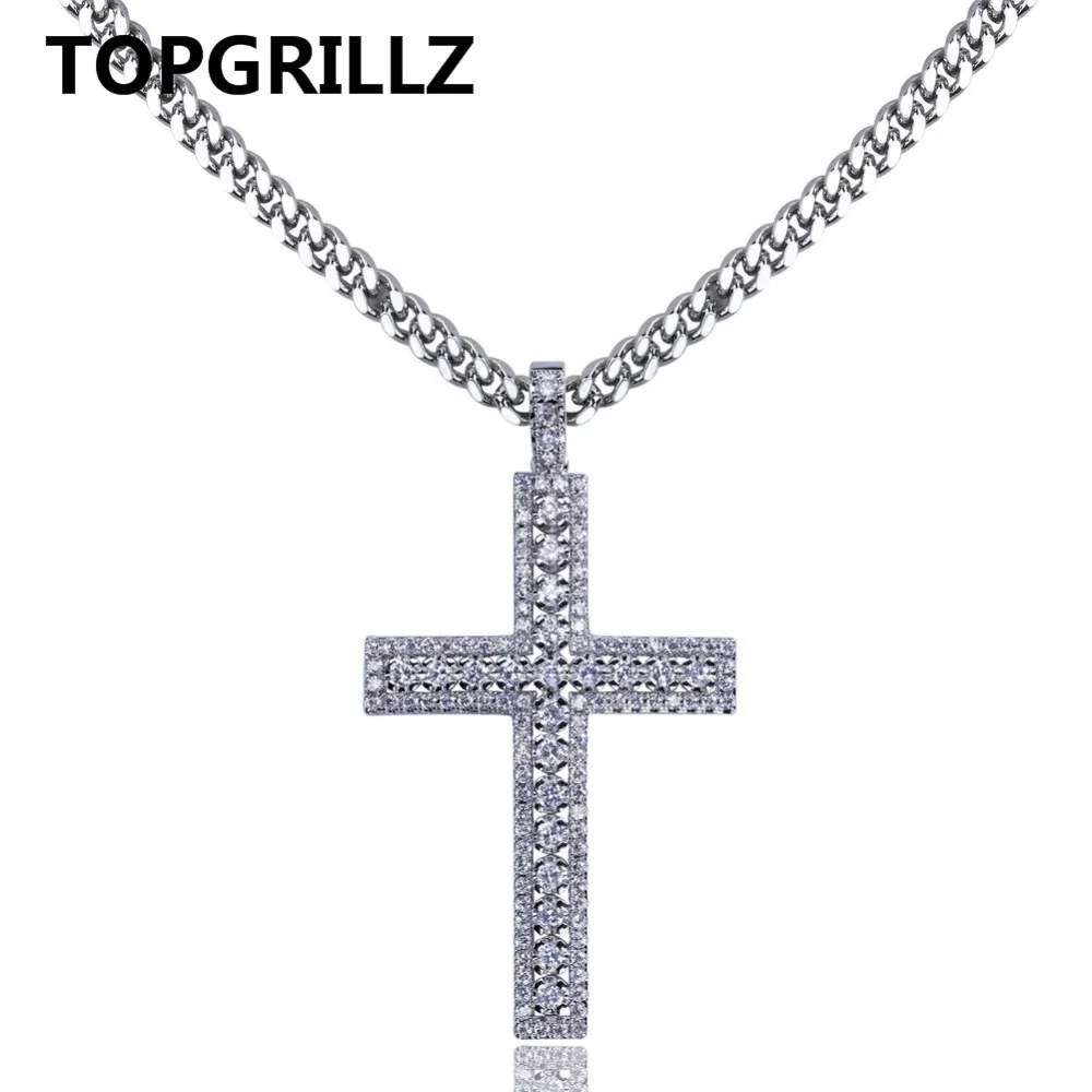 TOPGRILLZ хип-хоп рок мужские и женские ювелирные изделия ожерелье золото/серебро Цвет Iced Out микро Pave кубический циркон крест кулон ожерелье s