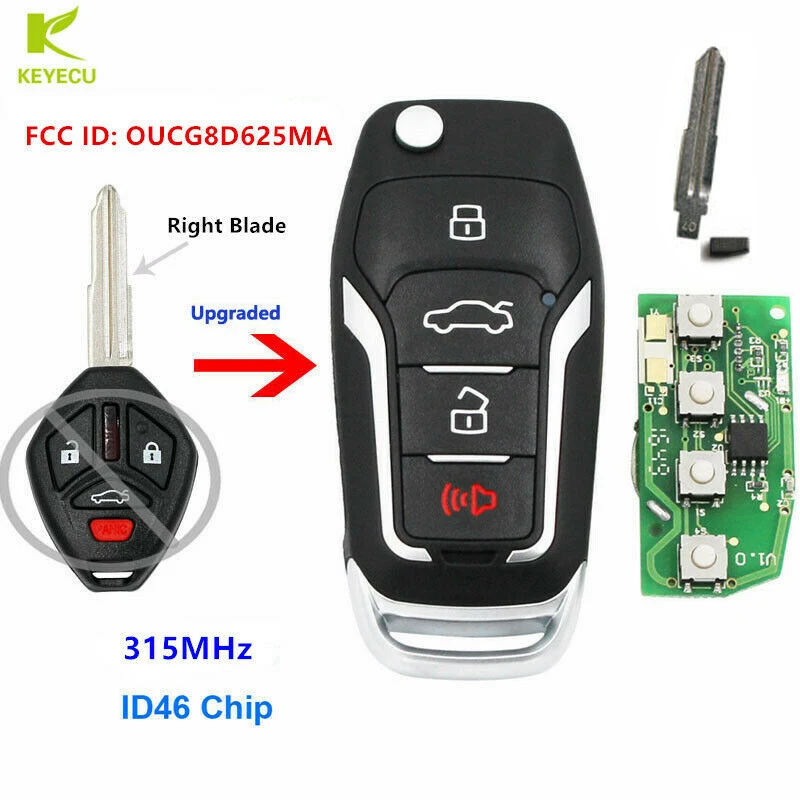 Обновленный откидной дистанционный ключ KEYECU 315 МГц ID46 для Mitsubishi Lancer 2008 2015