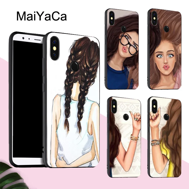 MaiYaCa девушки брюнетка блонд чехол для POCO X3 F2 Pro Чехол Red mi Note 8 8T 7 9 9S 9A 9C Mi 10 Lite