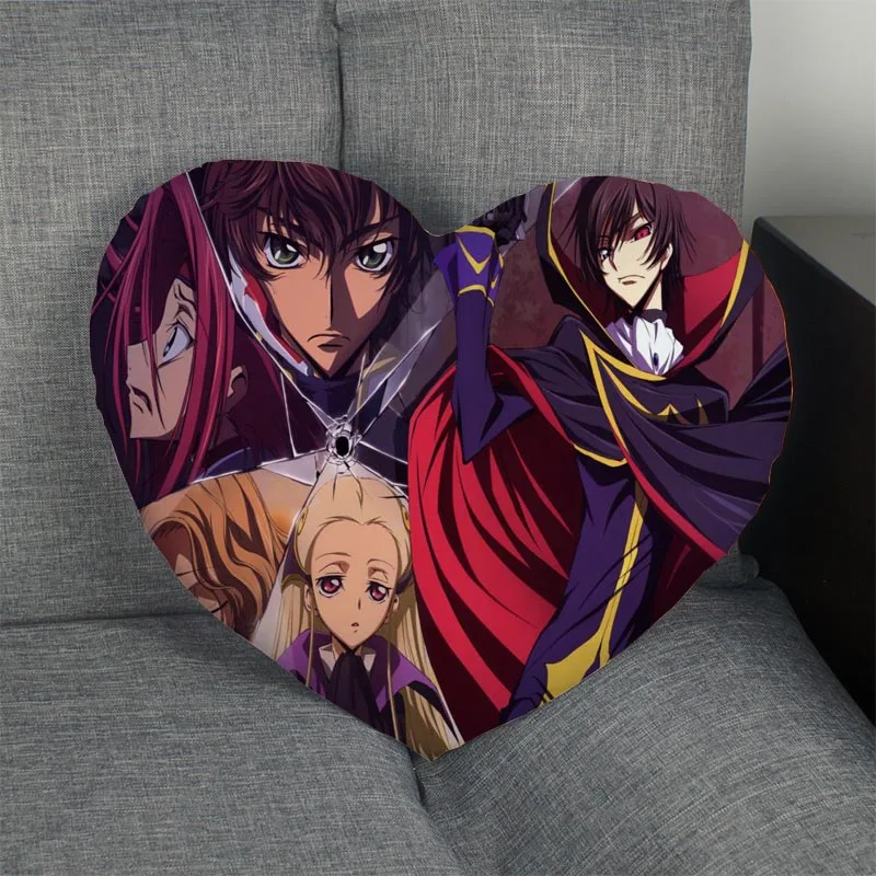 Code Geass Lelouch of the Rebellion сердце Форма Наволочка на заказ молния только покрыть без