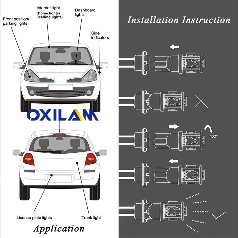 OXILAM 4x T10 W5W 194 светодиодный светильник для чтения салона автомобиля для Nissan Qashqai Almera Juke Tiida X-Trail Note Primera Versa Micra