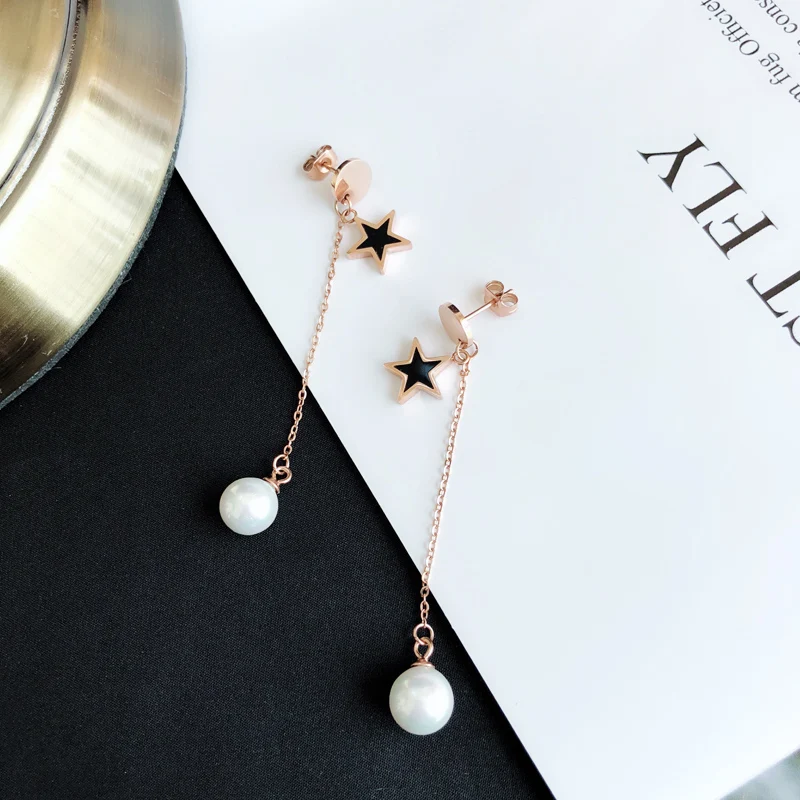 Серьги гвоздики YUN RUO из титановой стали женские стильные украшения с черной