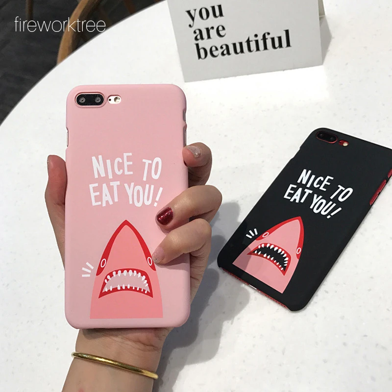 Fireworktree Забавный мультфильм Акула чехол для iPhone X 7 6 S 8 плюс Жесткий PC Обложка