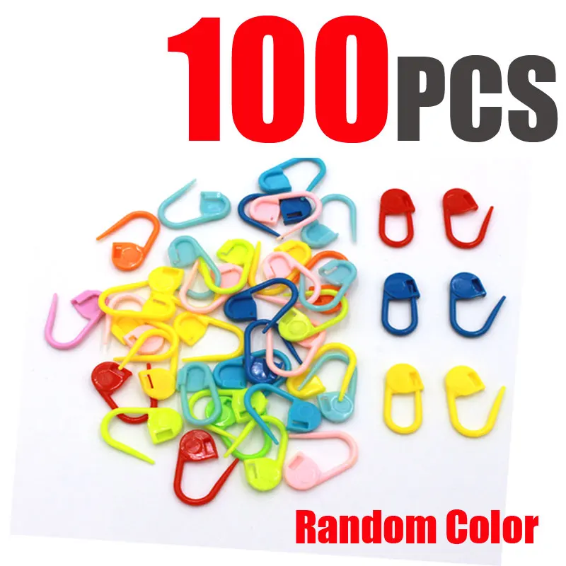 Random Color-100pcs 50/100/500 шт микс Цвет Пластик Маркер Держатель Вязание клип серьги, браслет, кольцо крюк для вязания крючком, Держатель вязания принадлежности для шитья - Цвет: Random Color-100pcs