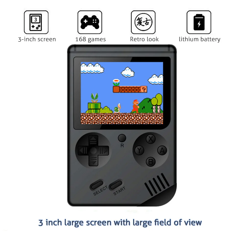 Mini Handheld Game Player Console Portable 168 Classic Games Retro 3.0 Inch 8-Bit Support TV Output Video For Kids | Электроника