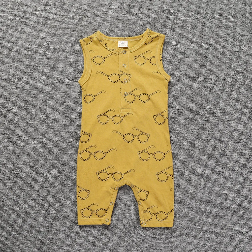 YZ118 Newborn Boys Clothes Hot Sales Children Sleeves Overalls Rompers Cotton For Girls Printed Sunglasses Summer | Мать и ребенок