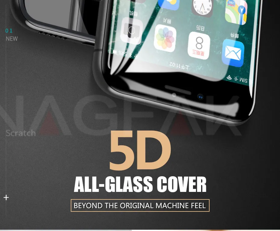 5D закаленное стекло для iPhone 6 защита экрана 6s 8 Plus Защитная пленка для телефона для iPhone 7 Plus закаленное стекло