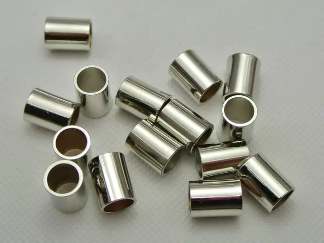 

100 Silver-plate Tone Metallic Acrylic Tube Beads Spacer 13X10mm with Big Hole