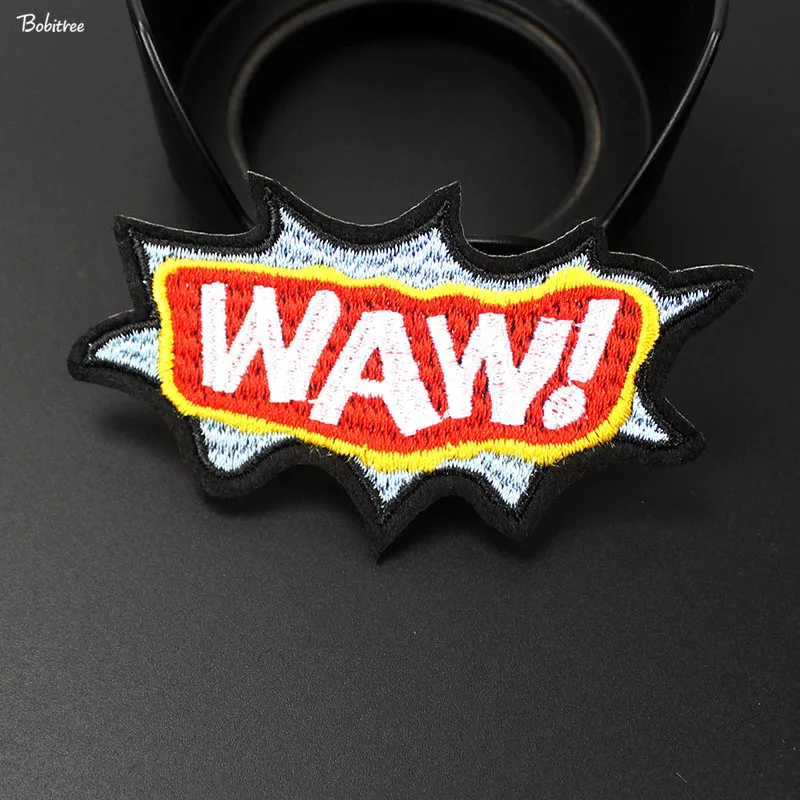Модная мультяшная популярная гладильная нашивка WAW креативный вышитый значок