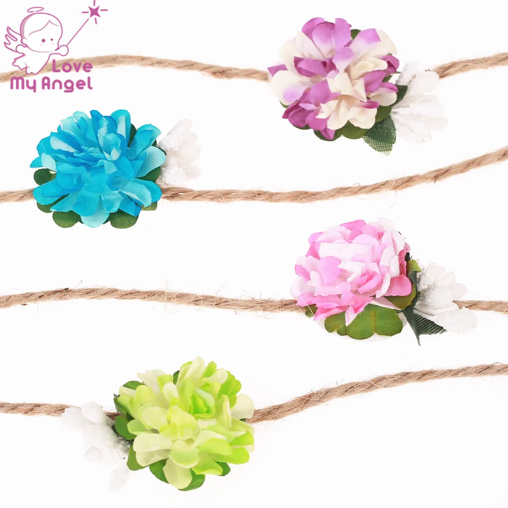 girl organic tieback paper flower headband photography props girls first birthday crown shower 480pcs/lot | Детская одежда и обувь
