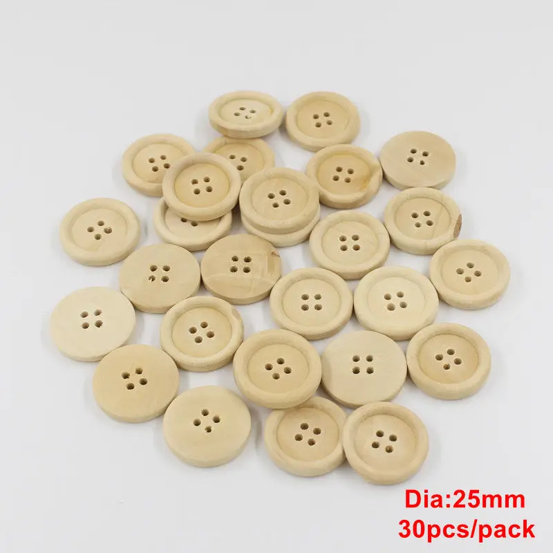 25mm 30pcs 30/100 шт./упак. цвет древесины с 4 отверстиями деревянные пуговицы декоративные шитье, скрапбукинг, аксессуары для ремесла Сделай Сам - Цвет: 25mm 30pcs