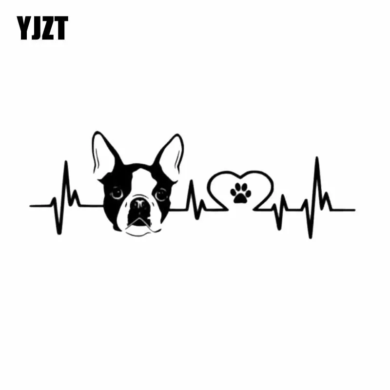 YJZT 20 см* 6,7 см Бостон-терьер Ecg виниловые украшения автомобиля Наклейка черный/серебристый C2-3265
