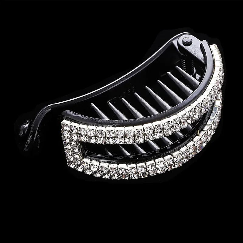 

New Desgin Luxury Crystal Banana Barrettes Hair Claws Twinkling Hair Accessories For Women Hairpins Hairgrip New Headwear