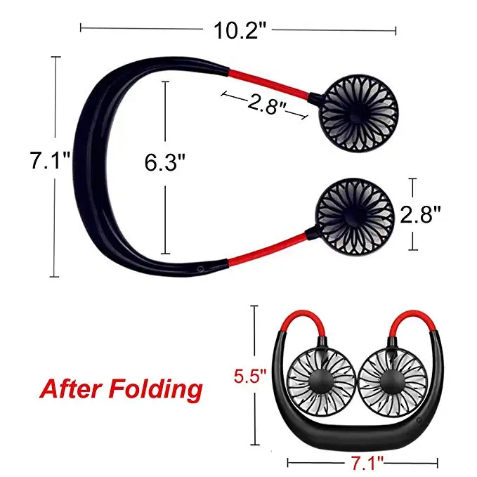 Автомобильный портативный вентилятор 2000 мАч с USB переносной без рук 3 шестерни