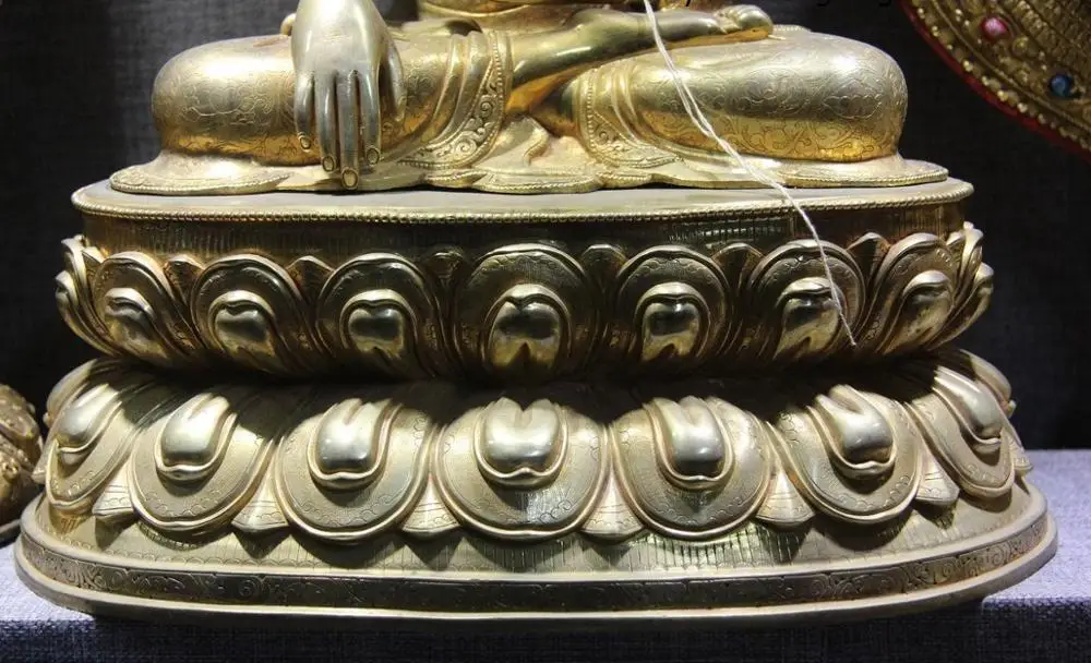 21 China Buddhism Copper 24K Gold Gilt RuLai Sakyamuni shakyamuni buddha Statue | Дом и сад