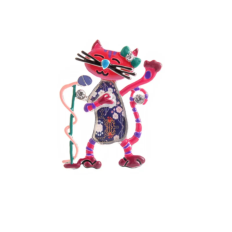 Поющие броши булавки в виде кошек металлическая эмалированная Брошь для женщин