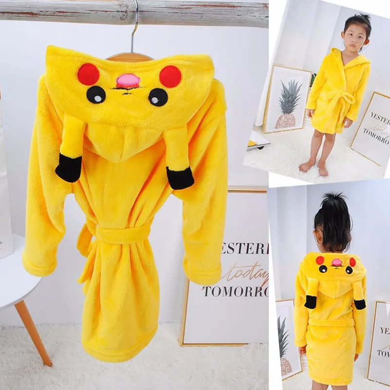 Pikachu Детская Полотенца пляжный детский банный халат животных в виде радужного единорога, купальные халаты с капюшоном для мальчиков и девочек, пижамы одежда для сна детская одежда для сна, Халат - Цвет: Pikachu