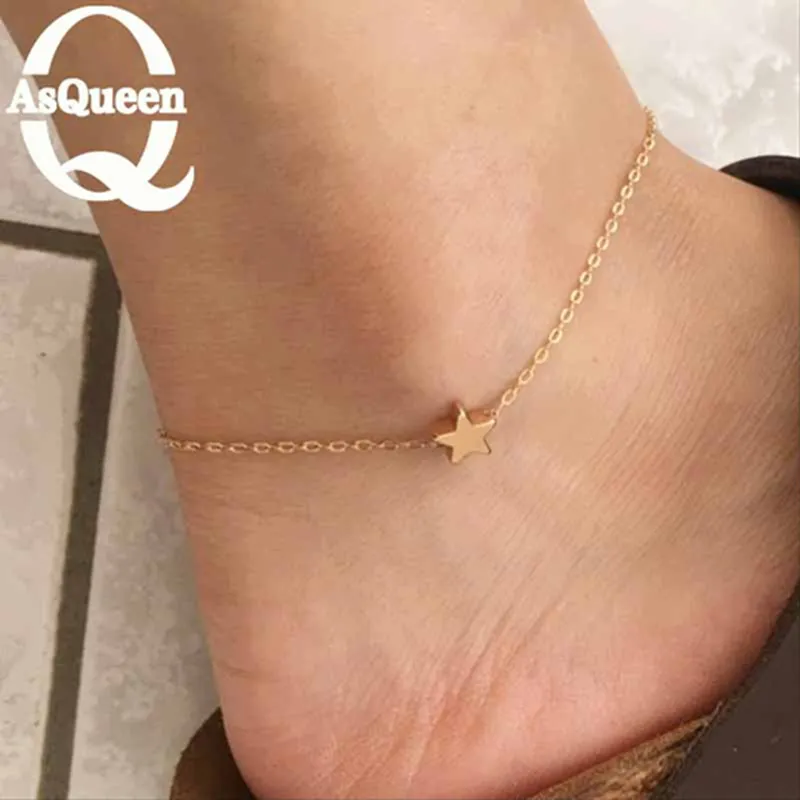 Браслет на лодыжку со звездами золотого цвета|ankle bracelet|jewelry ankle braceletsjewelry |