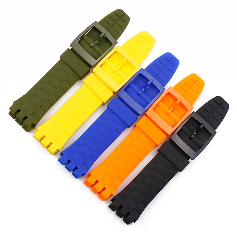 

Watch accessories silicone strap men suitable for Swatch rubber strap female beach spree suuk400suuw100 bracelet 21mm watch band