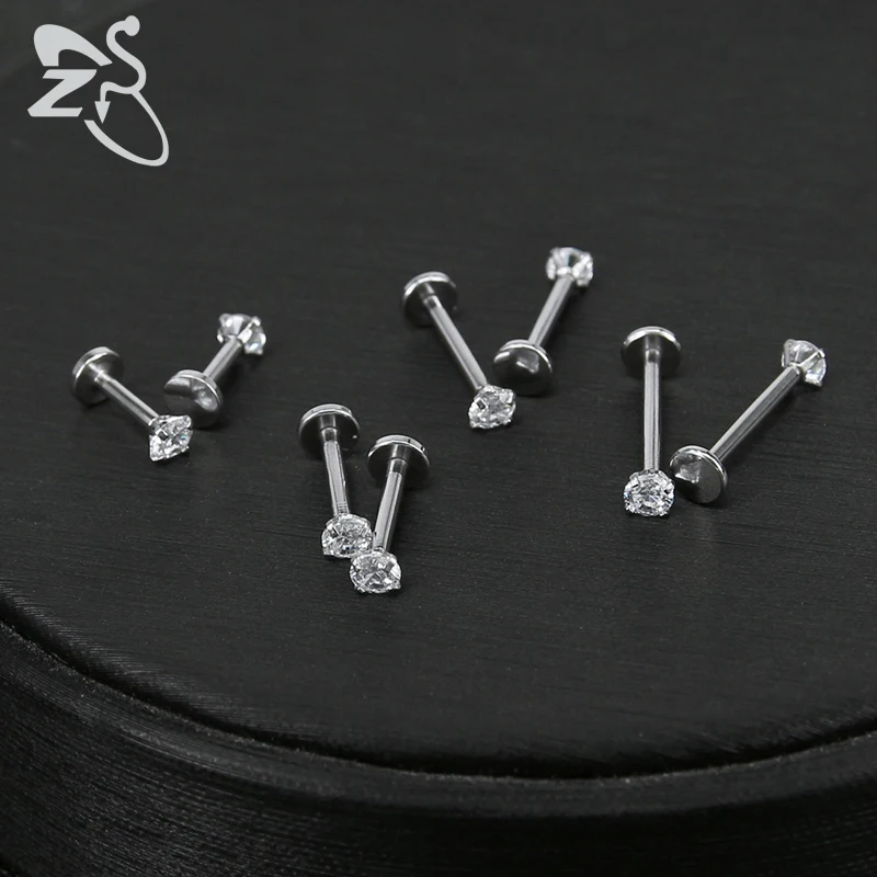 Женские кольца для пирсинга губ ZS 8 шт./лот из нержавеющей стали с кристаллами |