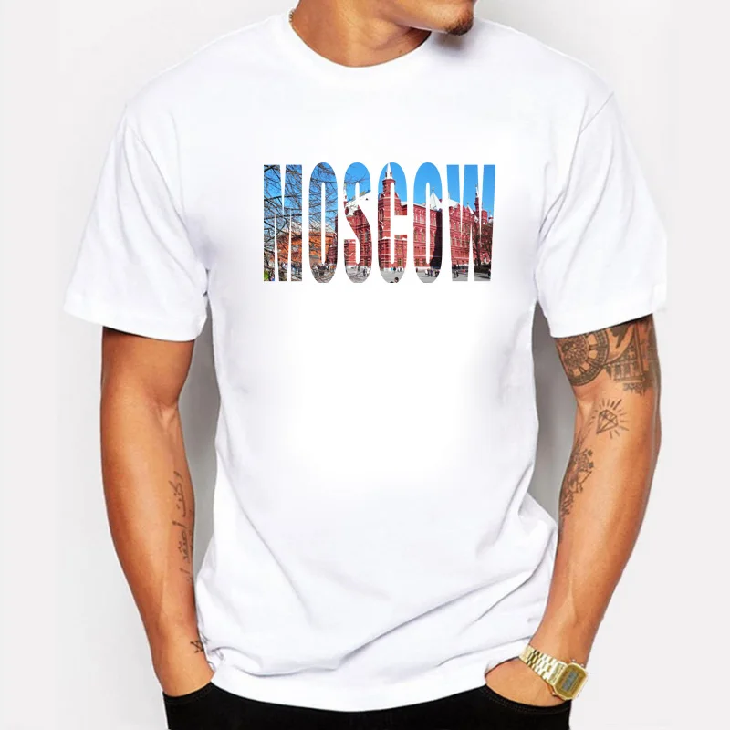 Футболка мужская с принтом Капитала России хлопковая летняя одежда для фитнеса