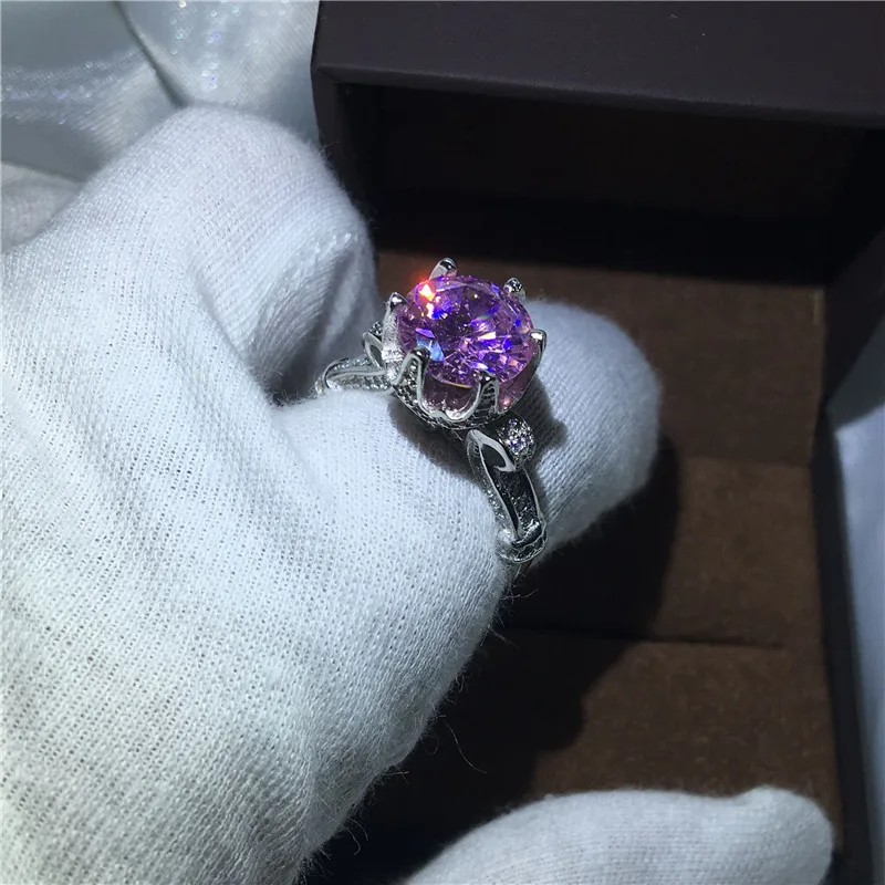 

Sexy Crown ring Round cut 3ct 5A zircon Stone cz Engagement Wedding Band Rings for women men White Gold Filled Jewelry