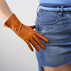 Женские зимние перчатки из натуральной кожи, с тонкими пальцами